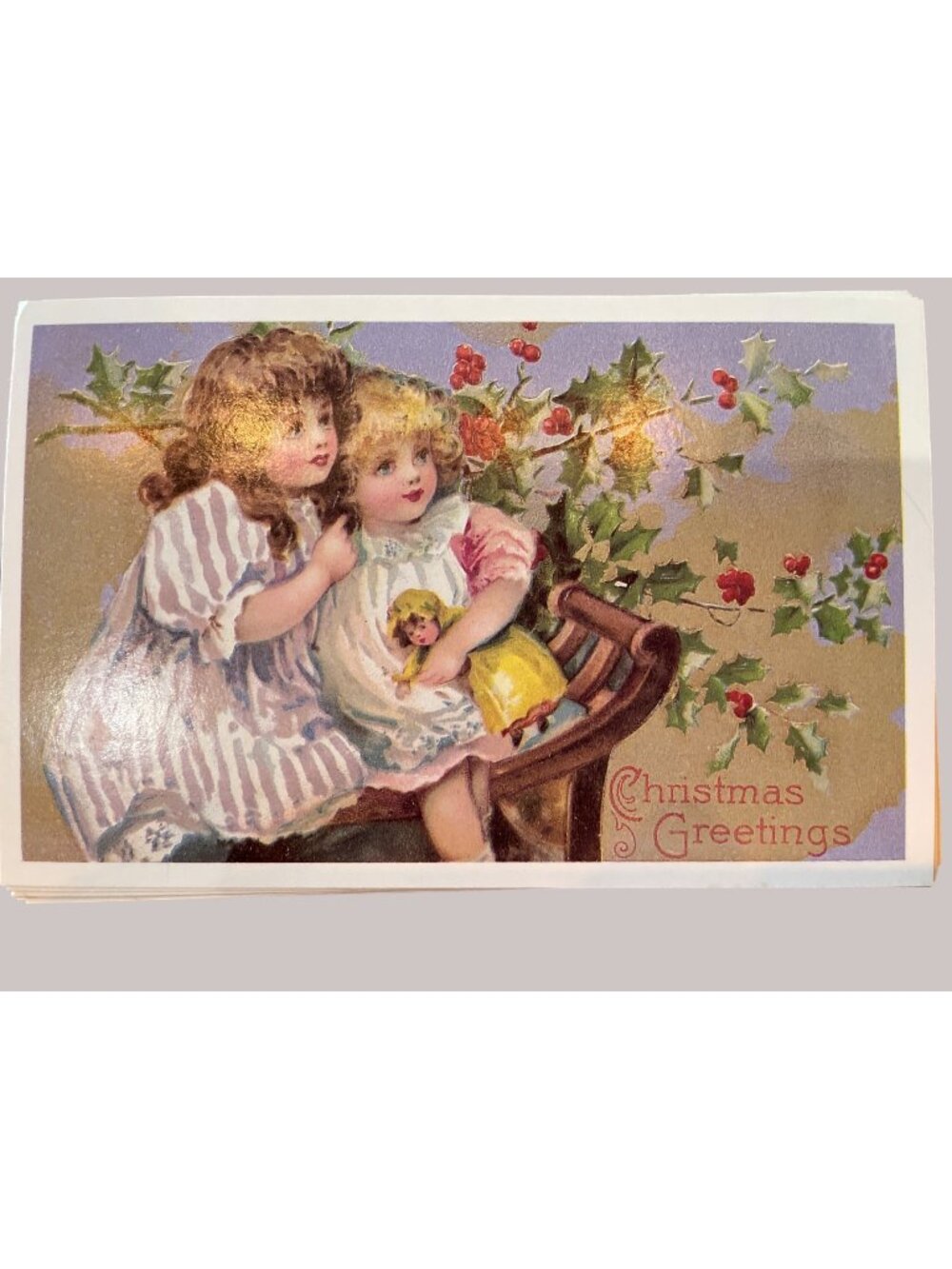 Set of 10 Victorian Christmas & New Year Postcards Set Girls Boys Santa Angels